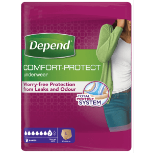 Depend Pants voor Vrouwen Normal maat L voor vrouwen met die bijna de volledige blaasinhoud aan urine verliezen