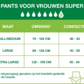 depend pants voor vrouwen super maattabel